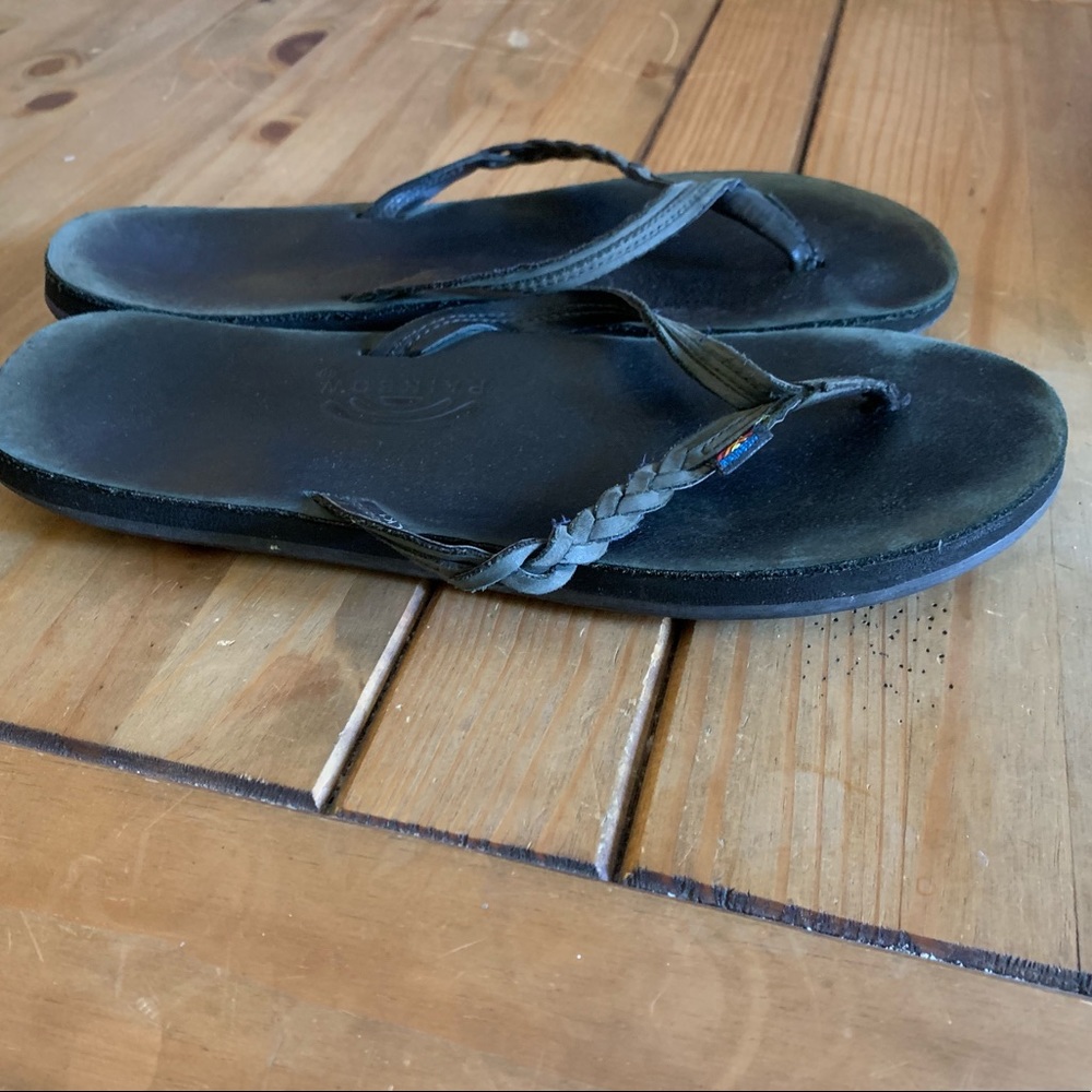 Rainbow black sandals with braid strap